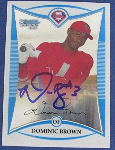 Domonic Brown Phillies Signed/Auto 2008 Bowman Chrome Baseball Card #BCP199