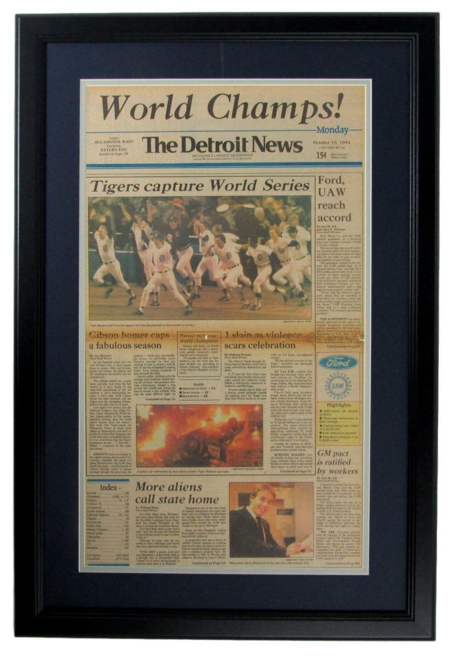 The Detroit News Tigers 1984 World Series Champs Framed Newspaper 152286