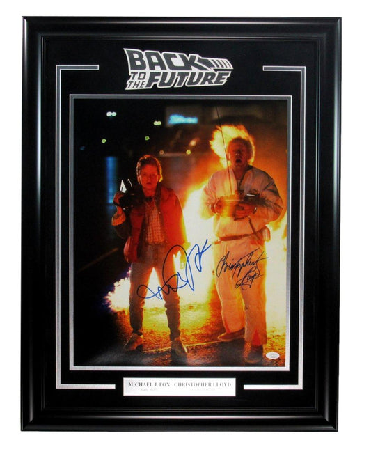 Michael J Fox/Christopher Lloyd Dual-Signed 16x20 Photo Framed JSA 192138