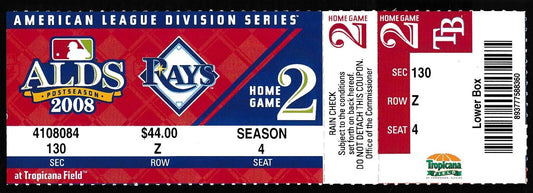 2008 ALDS Game 2 Full Ticket Tampa Bay Rays 6 vs. Chicago White Sox 2 181060