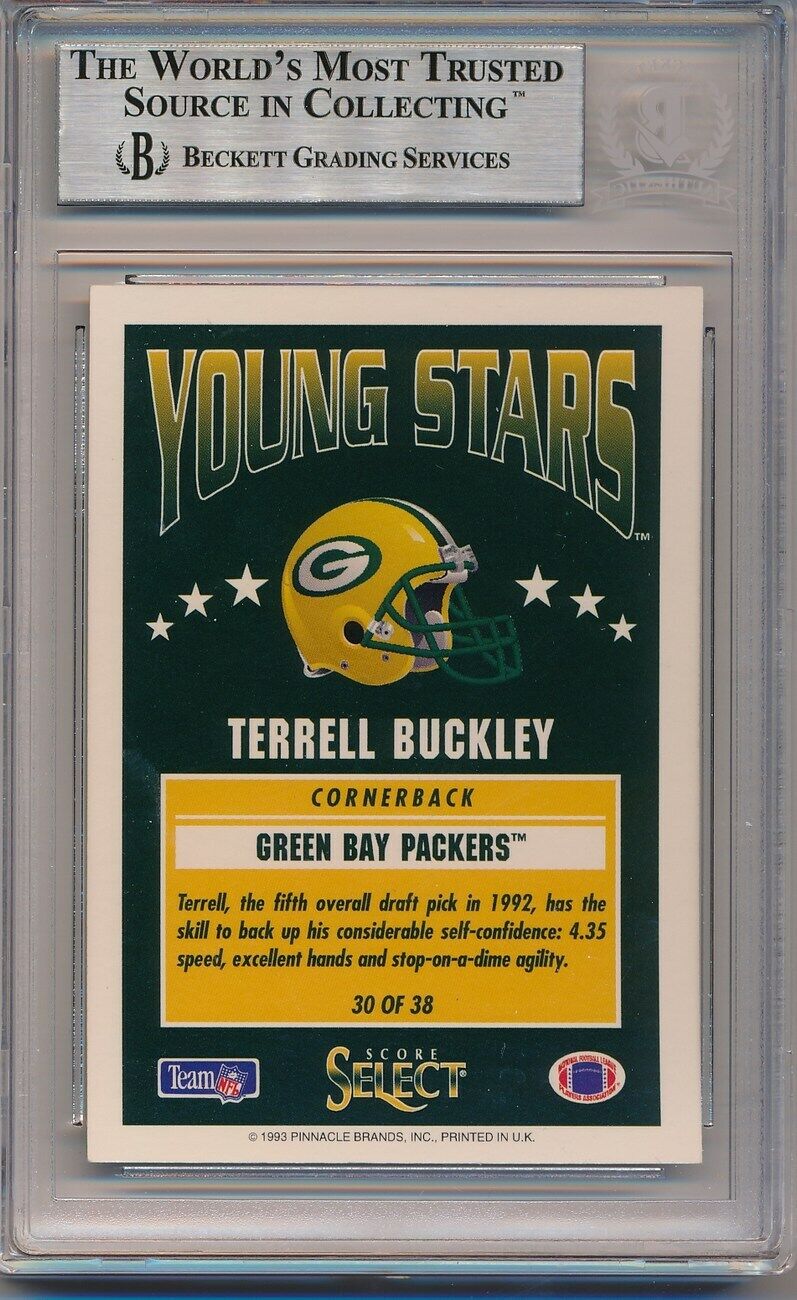 Terrell Buckley Packers Signed 1993 Select Young Stars Card #30 Beckett 148181