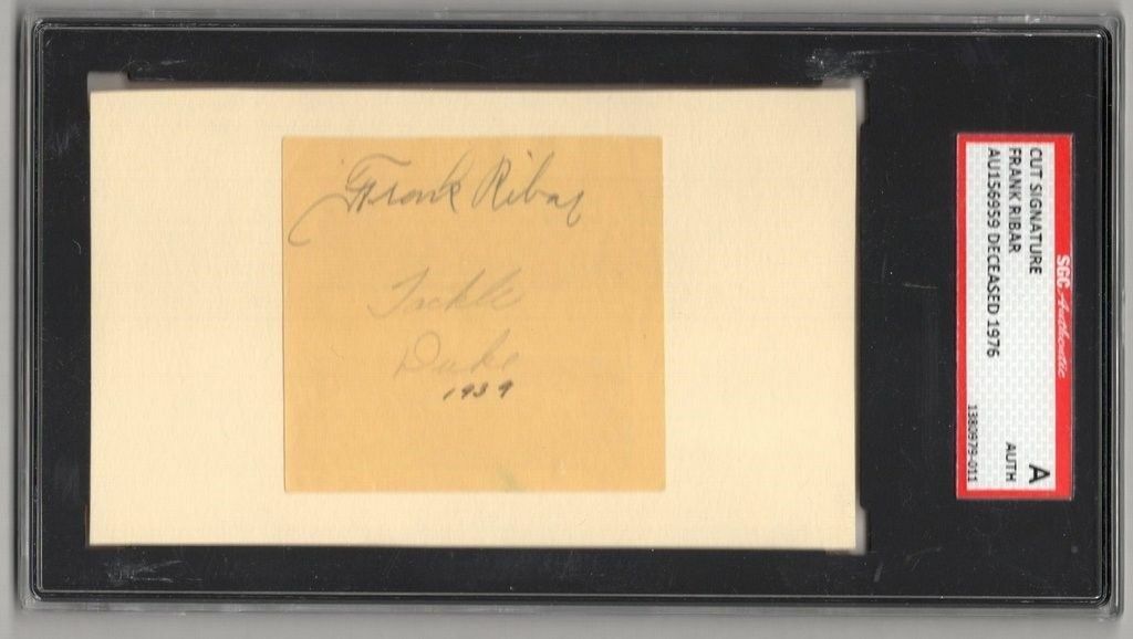 Frank Ribar Duke Univ/Washington Redskins Cut Signature Slabbed SGC 130096