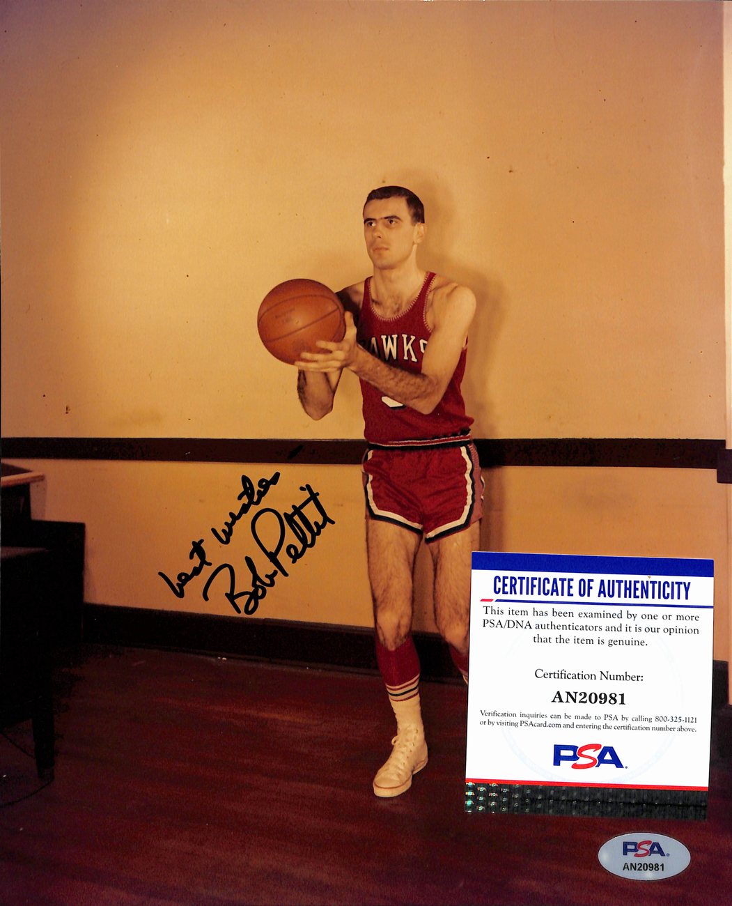 Bob Pettit HOF Signed/Inscribed 8x10 Photo Atlanta Hawks PSA/DNA 189065