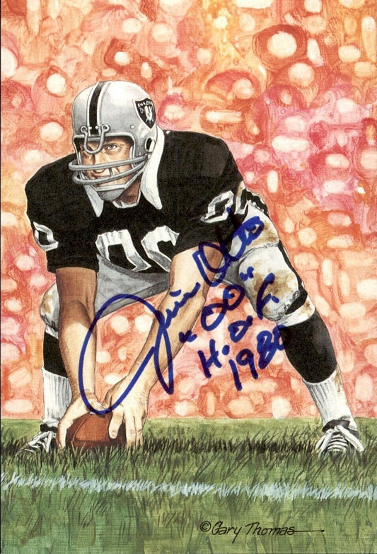 Jim Otto HOF Autographed/Inscr Goal Line Art GLAC Postcard Oakland Raiders JSA