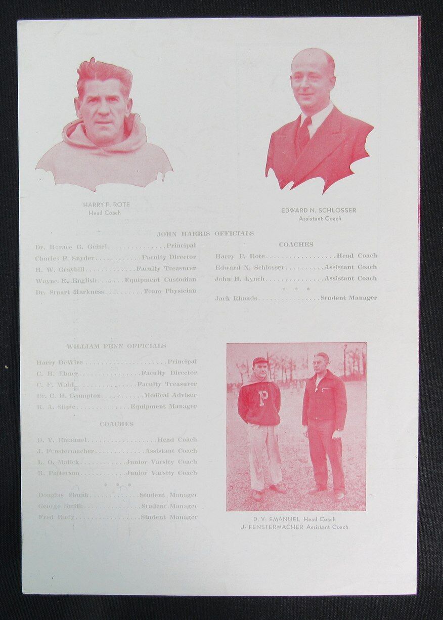 November 22, 1945 John Harris High vs. William Penn High School Football Program