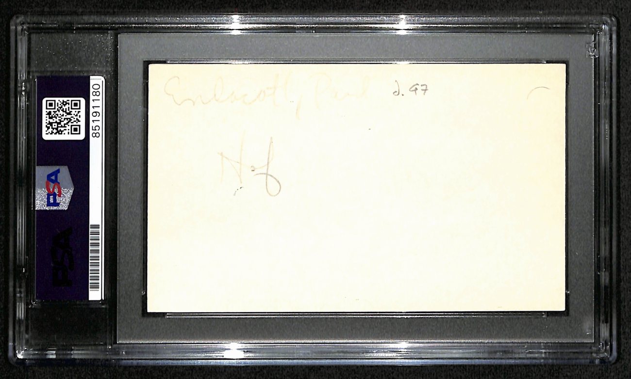 Paul Endacott HOF Signed/Auto 3x5 Index Card University of Kansas PSA/DNA 188599