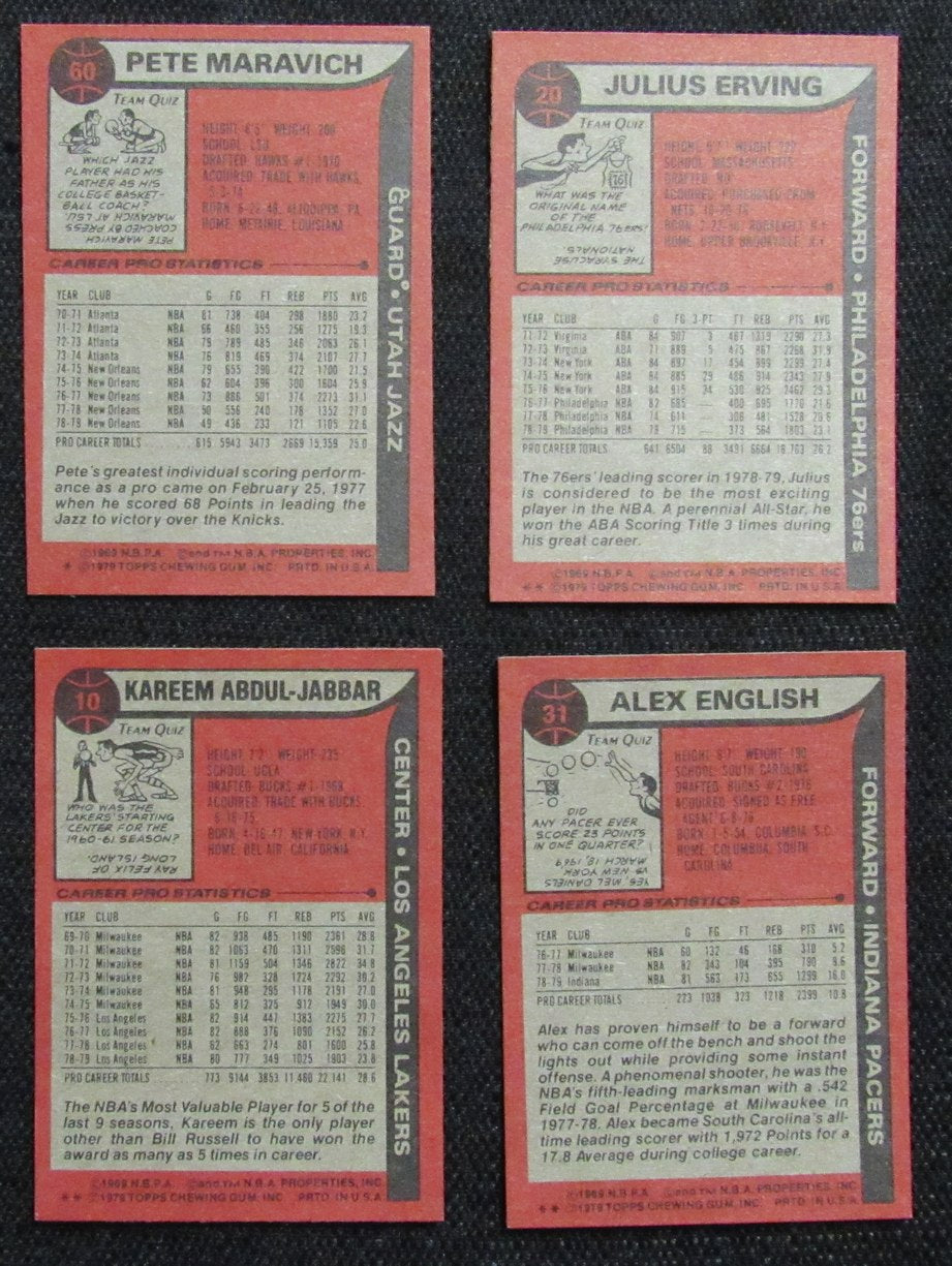 1979-80 TOPPS Basketball Complete Set (132) Erving Maravich Abdul-Jabbar 190308