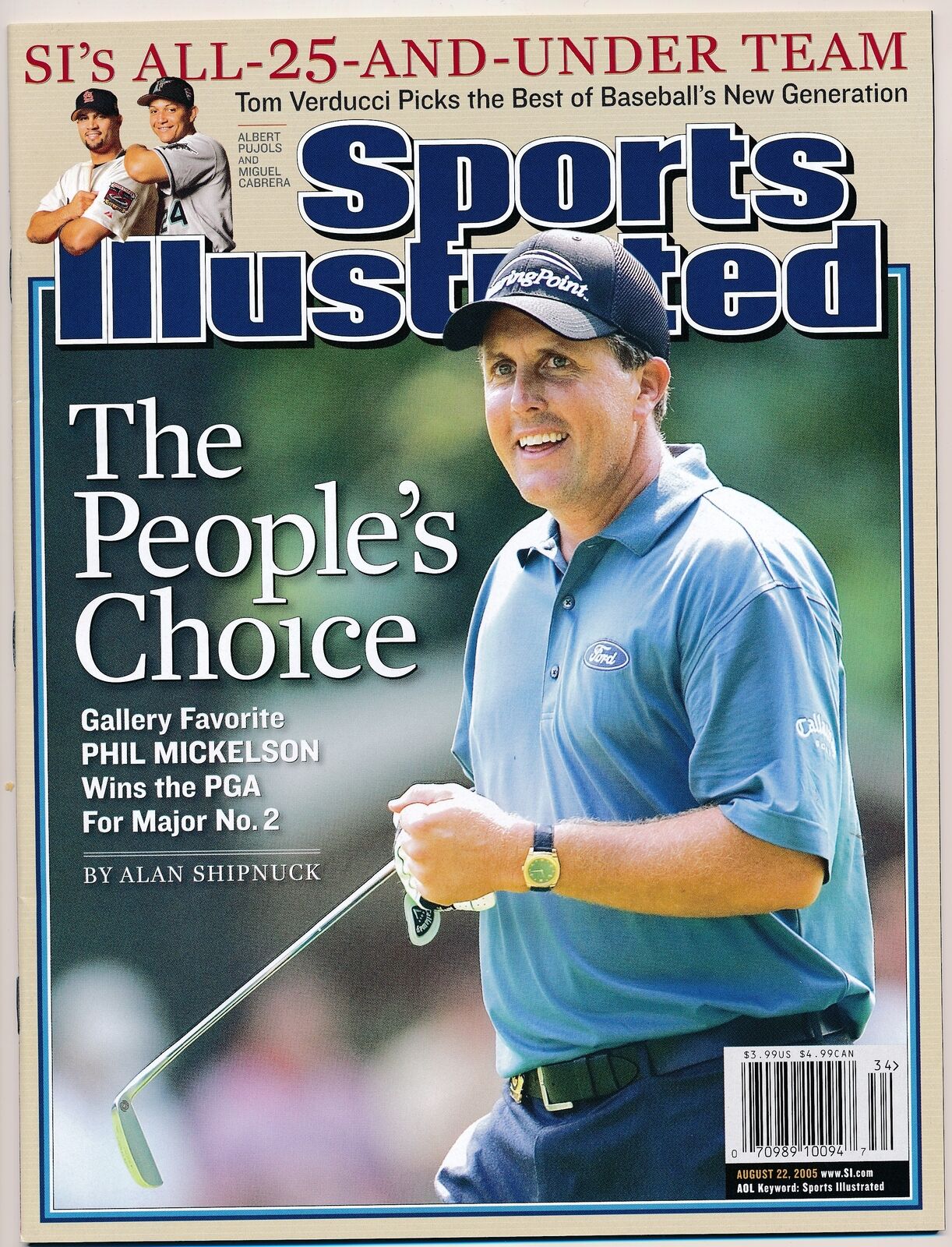 August 22, 2005 Phil Mickelson Sports Illustrated NO LABEL Newsstand PGA