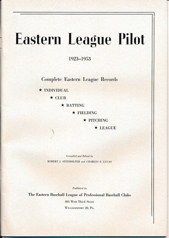 1953 Eastern Baseball League Complete League 1923-1953 Records Book 142064