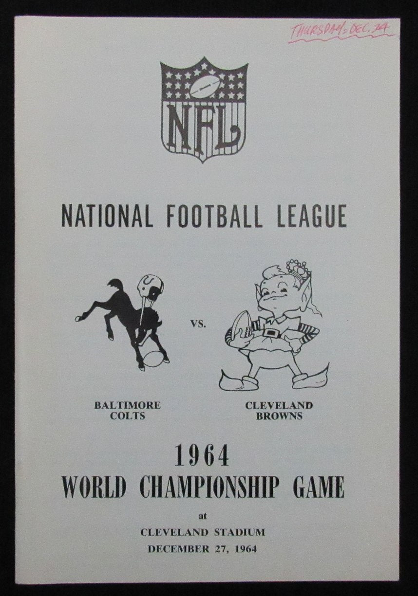 1964 NFL World Championship Game Media/Press Guide Colts vs. Browns 188807