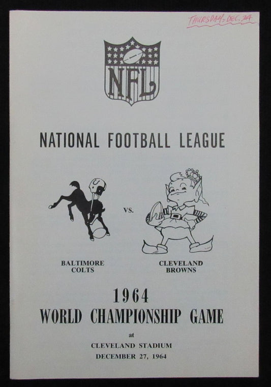 1964 NFL World Championship Game Media/Press Guide Colts vs. Browns 188807