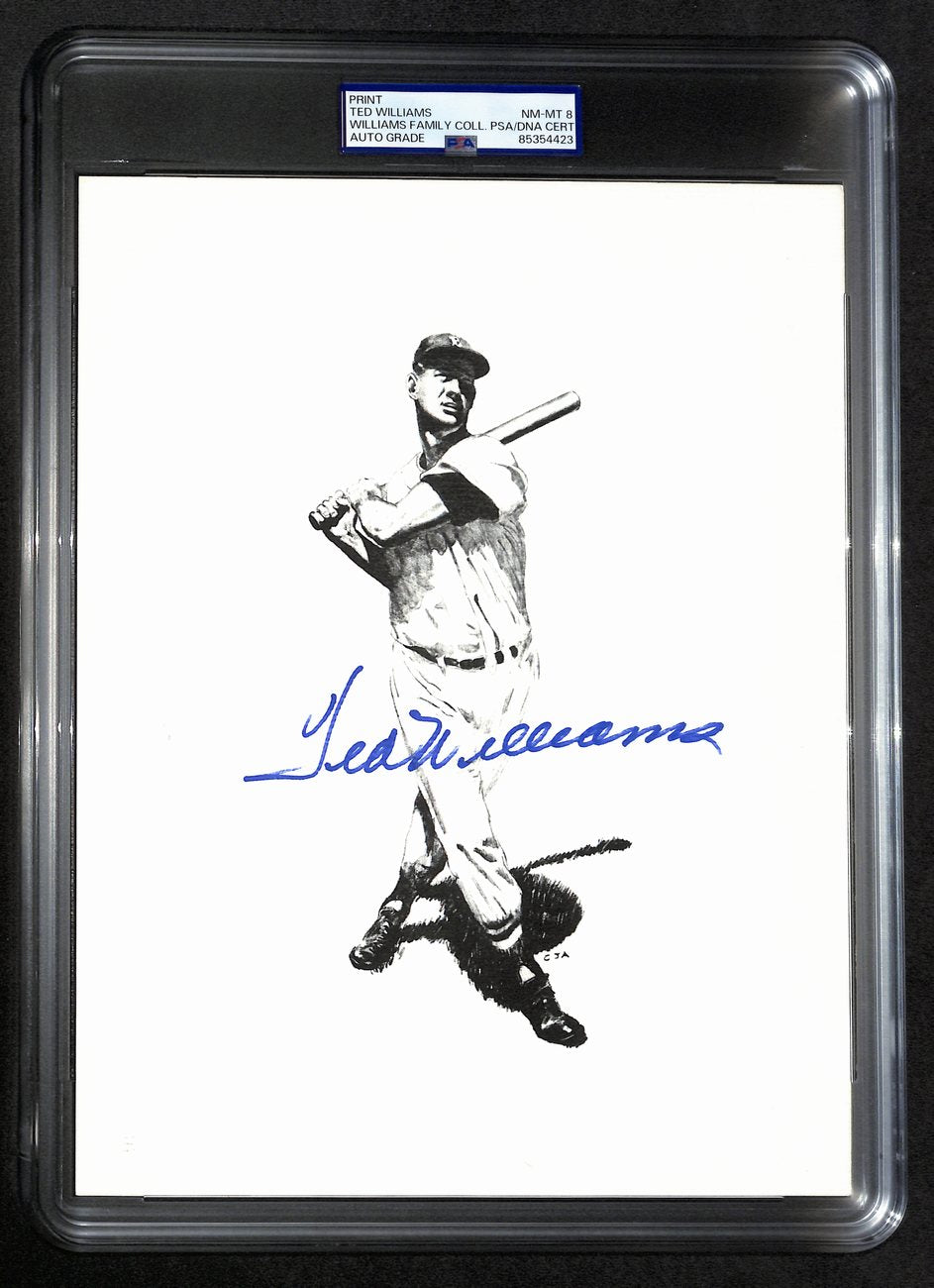 Ted Williams Signed/Auto 8x10 Photo/Print Red Sox PSA/DNA Slabbed 193023