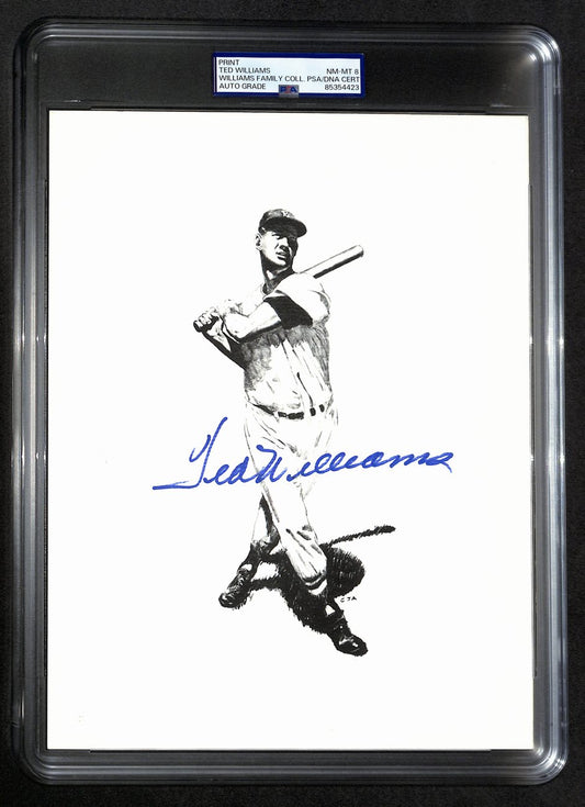 Ted Williams Signed/Auto 8x10 Photo/Print Red Sox PSA/DNA Slabbed 193023