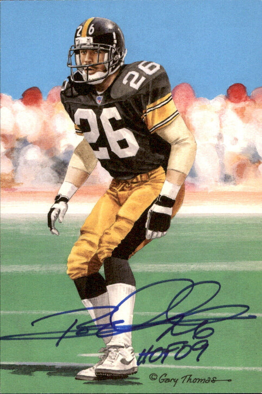 Rod Woodson HOF Autographed/Inscribed Goal Line Art GLAC Postcard Steelers JSA