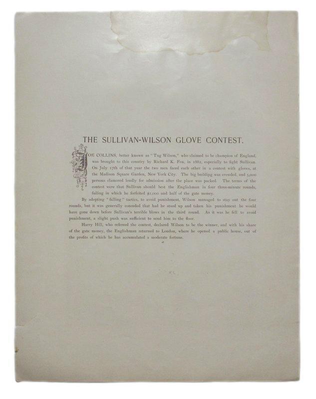 Tug Wilson  Boxer 1895 Boxing Gladiators 11x15 Supplement Poster.