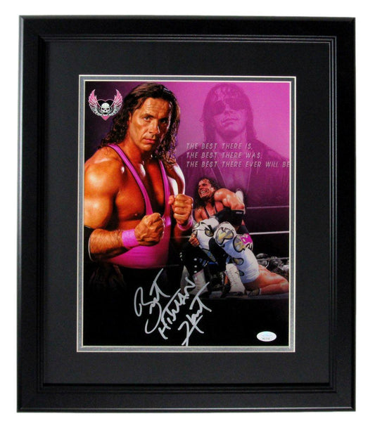 Bret Hitman Hart Autographed 11x14 Photo WWE Wrestling Champ Framed JSA