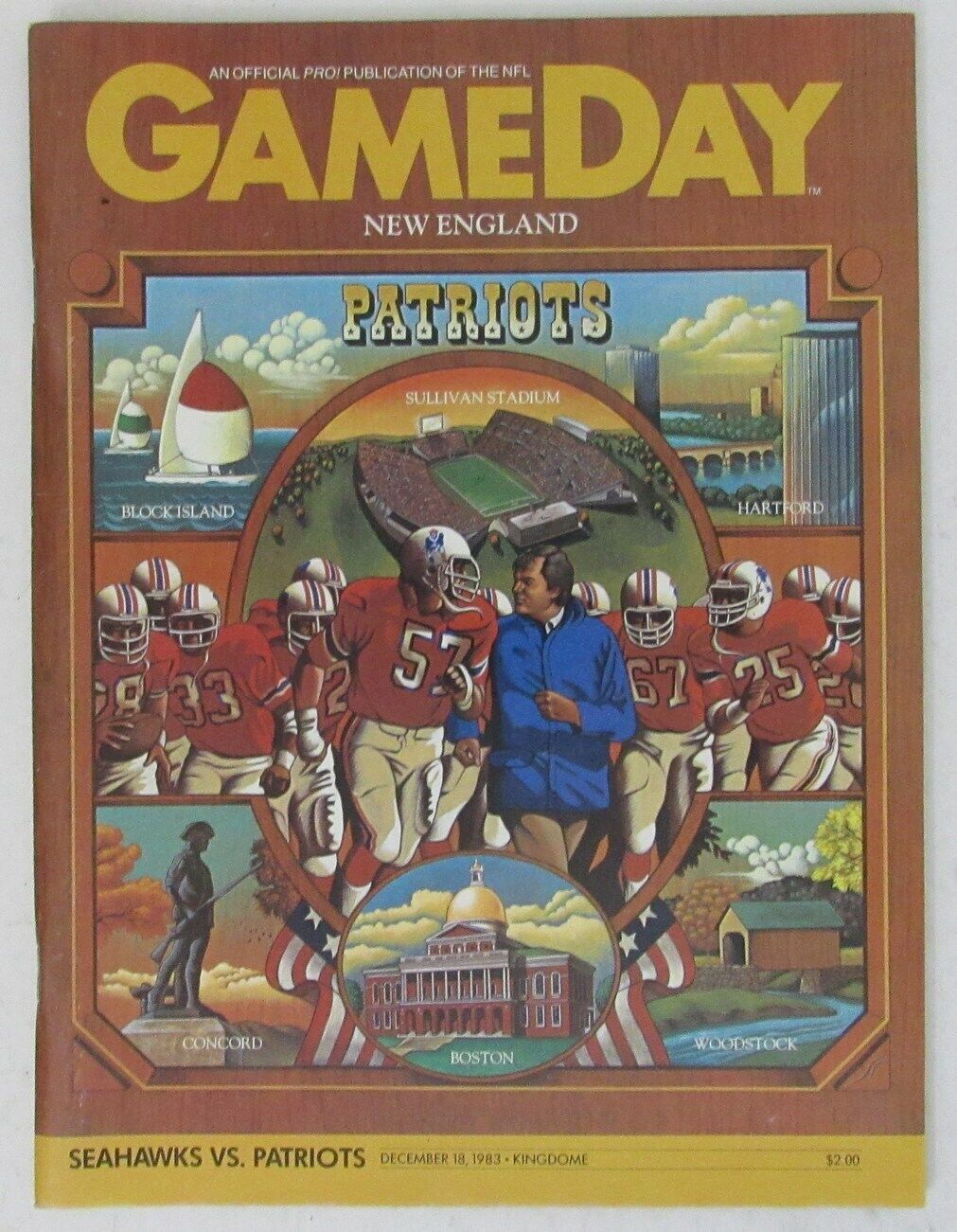 December 18, 1983 Seahawks vs. New England Patriots NFL GameDay Program