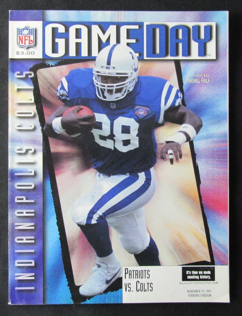 1995 New England Patriots vs. Indianapolis Colts Program 11/19 Marshall Faulk