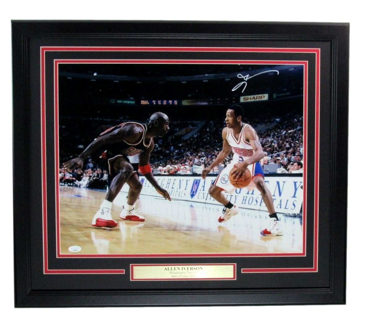 Allen Iverson HOF Autographed 16x20 Photo Philadelphia 76ers Framed PSA/DNA 4509