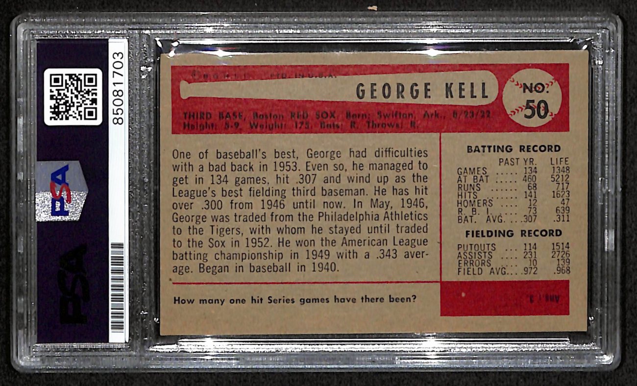 George Kell HOF Autographed 1954 Topps Card #50 Boston Red Sox PSA/DNA 184483