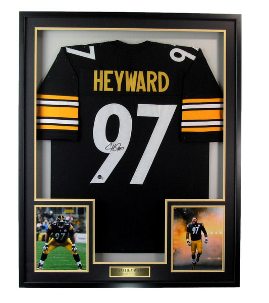 Cam Heyward Signed Pittsburgh Steelers Football Jersey Framed Beckett 187209