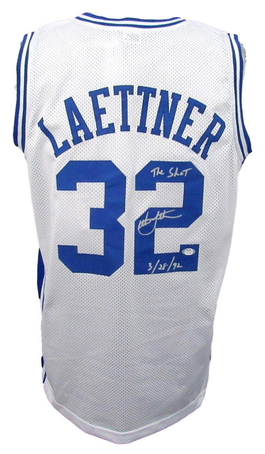 Christian Laettner Duke Signed/Inscr The Shot Basketball Jersey PSA/DNA 165169