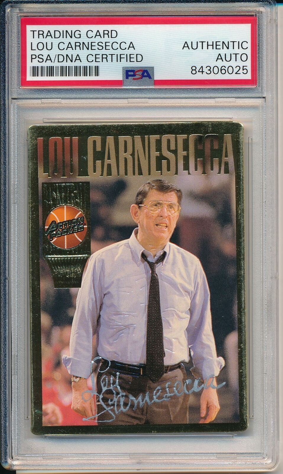 Lou Carnesecca HOF NY Nets Signed 1994 Action Packed Card #3 PSA/DNA 158634