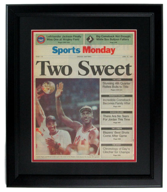 Chicago Sun-Times Newspaper 1992 Bulls NBA Champs Framed Michael Jordan 152622