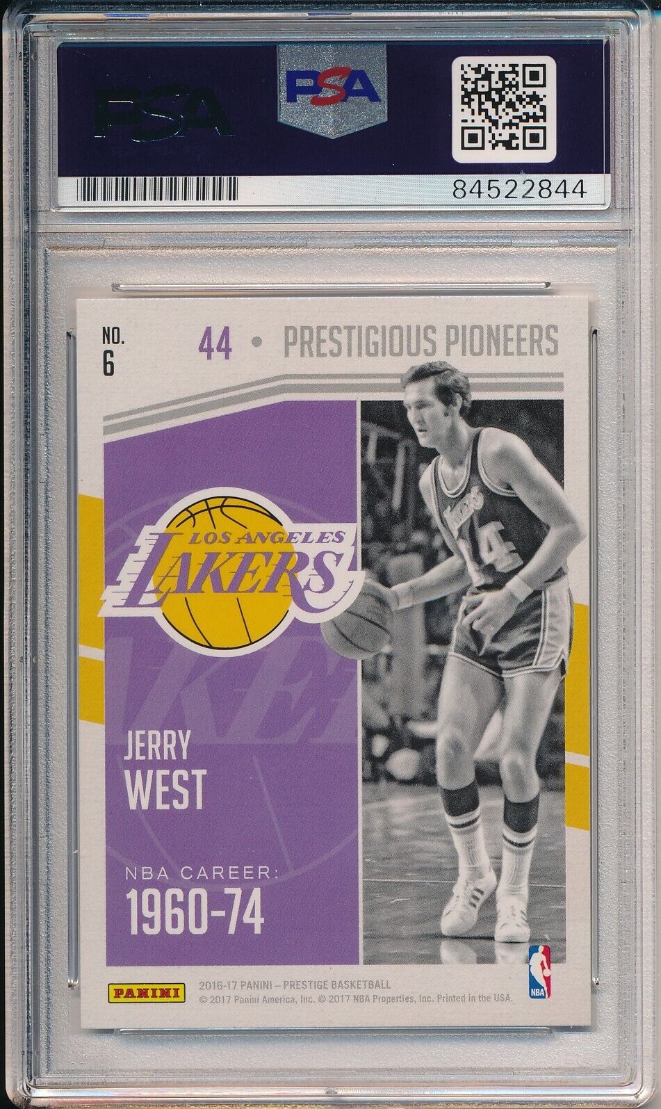 Jerry West HOF Lakers Signed 2016-17 Panini Prestige Card #6 PSA/DNA 166225