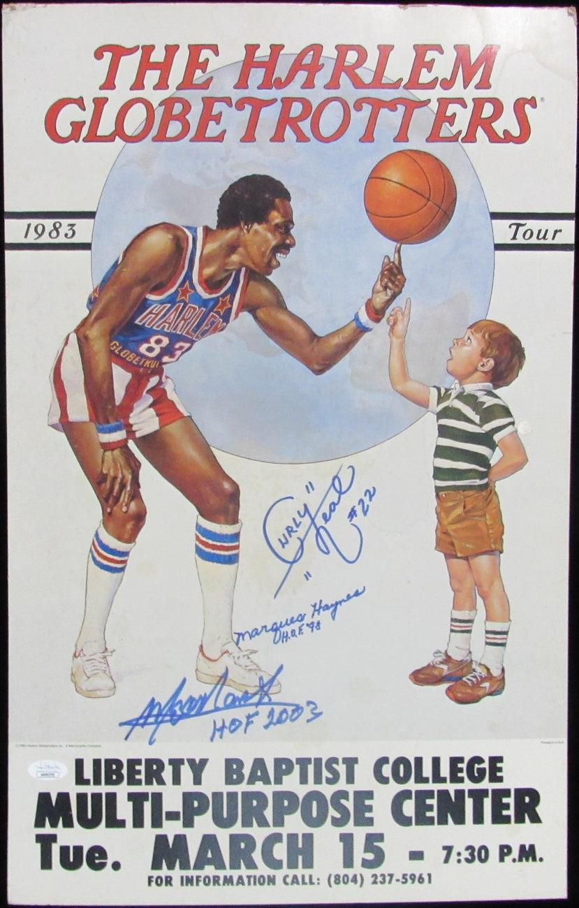 Neal/Haynes/Lemon Globetrotters Multi-Signed 14x22 Poster JSA 154385