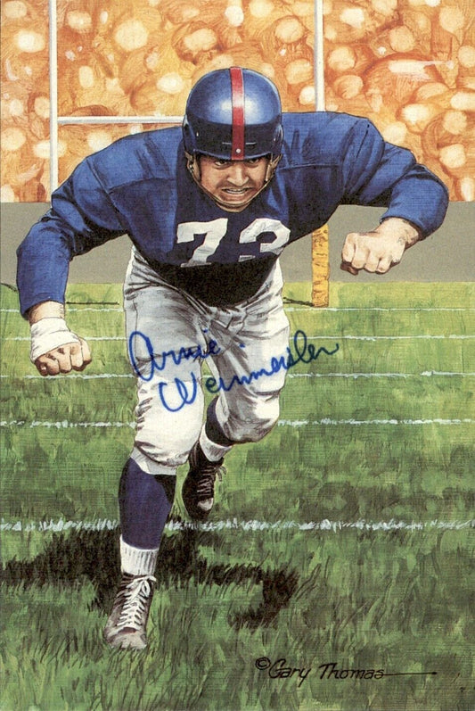 Arnie Weinmeister HOF Autographed Goal Line Art GLAC Postcard Giants JSA