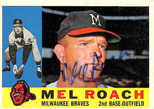 1960 TOPPS #491 Mel Roach Milwaukee Braves Signed/Auto Card 190956