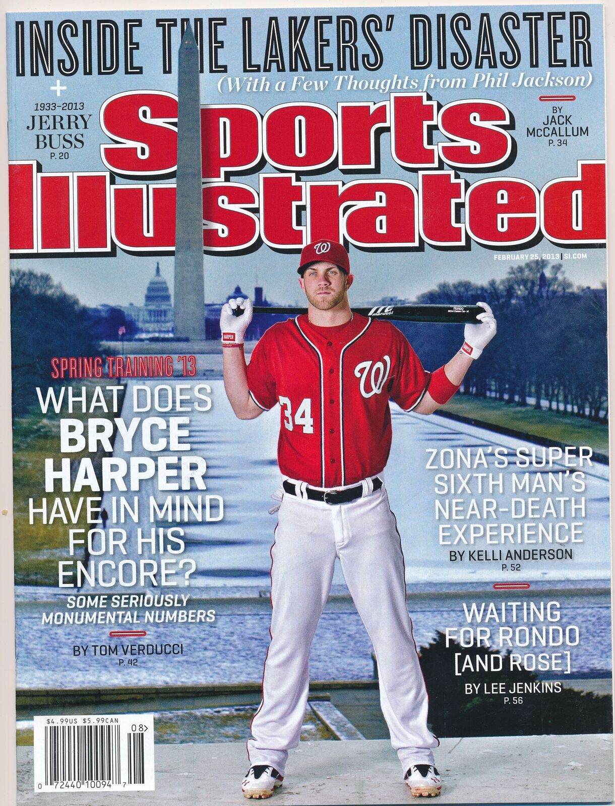 February 25, 2013 Bryce Harper Sports Illustrated NO LABEL Newsstand Nationals