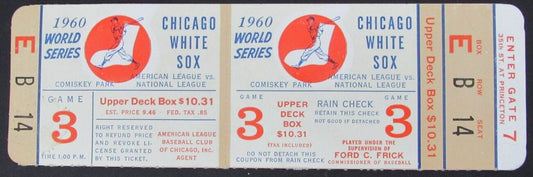 1960 World Series Game 3 Chicago White Sox Full Ticket Phantom