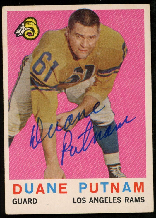 1959 TOPPS Football Card #67 Signed/Auto Duane Putnam Los Angeles Rams