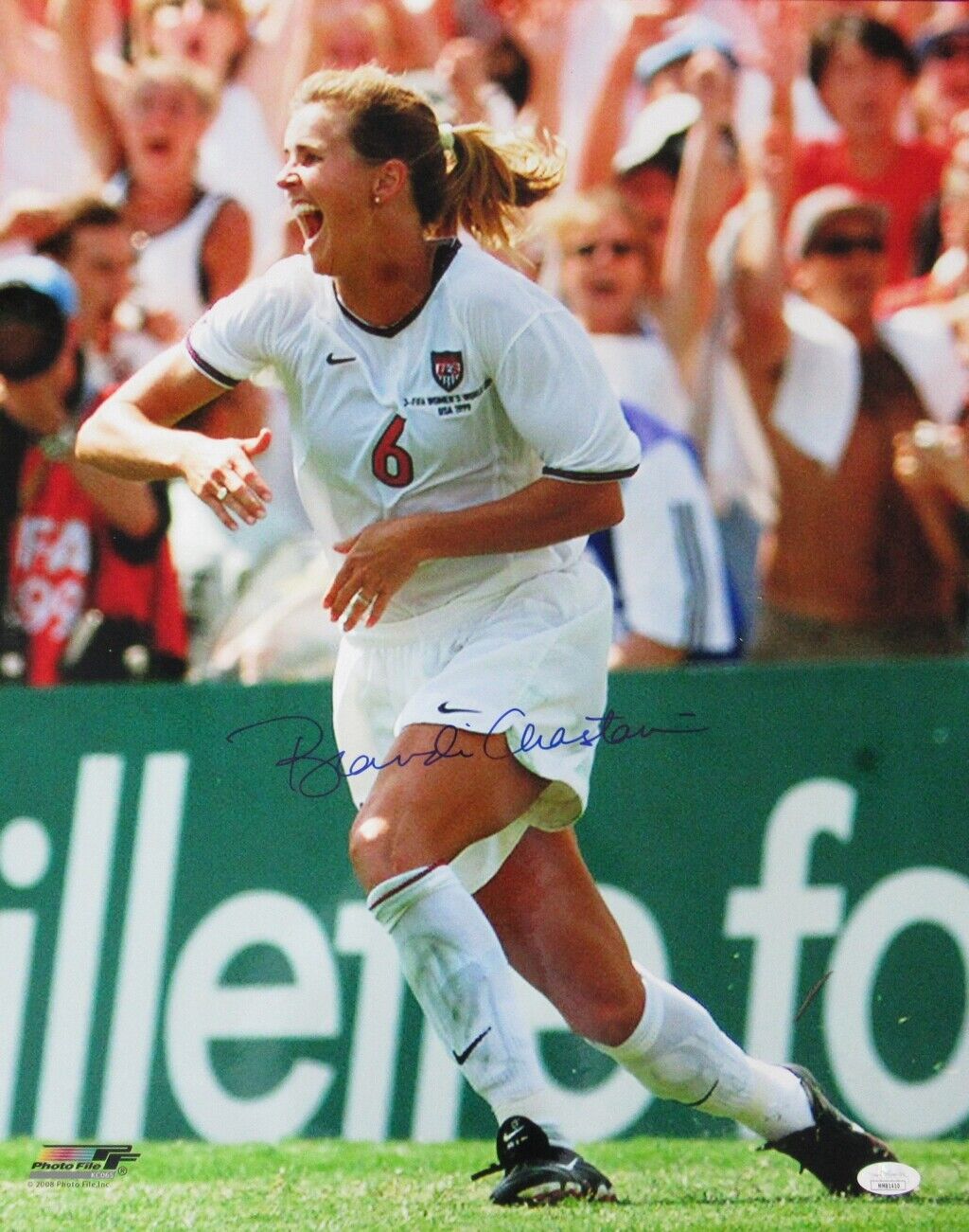 Brandi Chastain US Womens Soccer Signed/Autographed 16x20 Photo JSA 158378