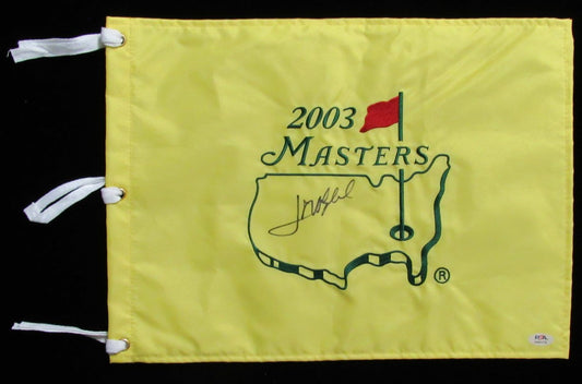 Jose Maria Olazabal Signed/Auto Yellow 2003 Masters Pin Flag PSA/DNA 190225