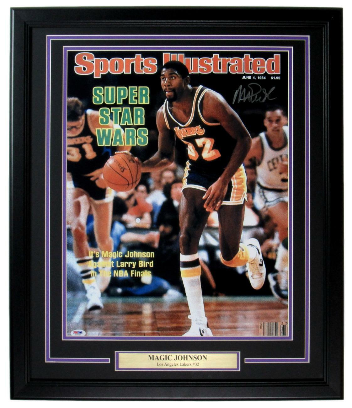 Magic Johnson LA Lakers Signed/Autographed 16x20 SI Photo Framed Beckett 149212