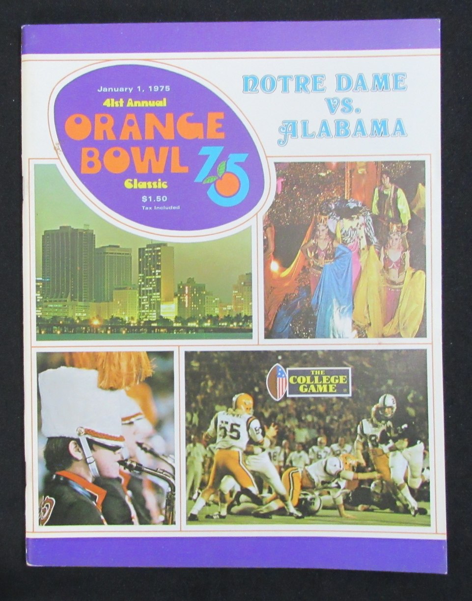 01/1/1975 Orange Bowl Notre Dame vs. Alabama Program 185821