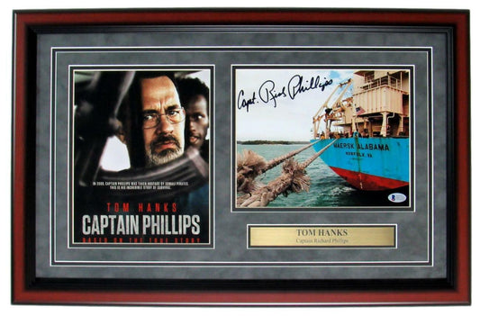 Tom Hanks "Captain Phillips" Signed 8x10 Photo Collage Framed Beckett 148808