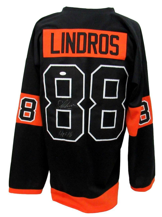 Eric Lindros HOF Signed/Inscr Flyers Black Custom Hockey Jersey JSA 165095