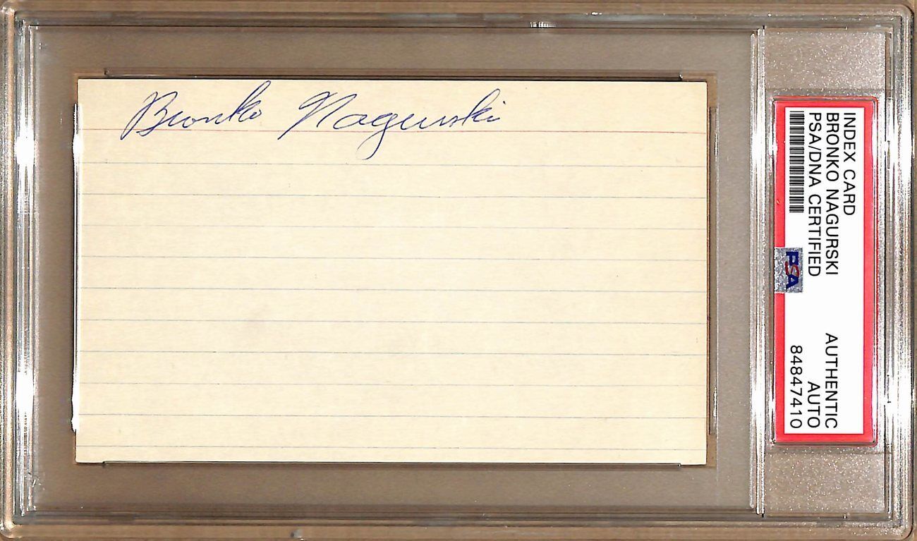 Bronko Nagurski HOF Autographed 3x5 Index Card Chicago Bears PSA/DNA 179068