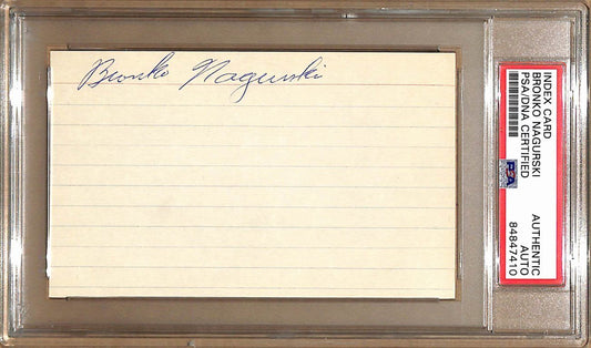 Bronko Nagurski HOF Autographed 3x5 Index Card Chicago Bears PSA/DNA 179068