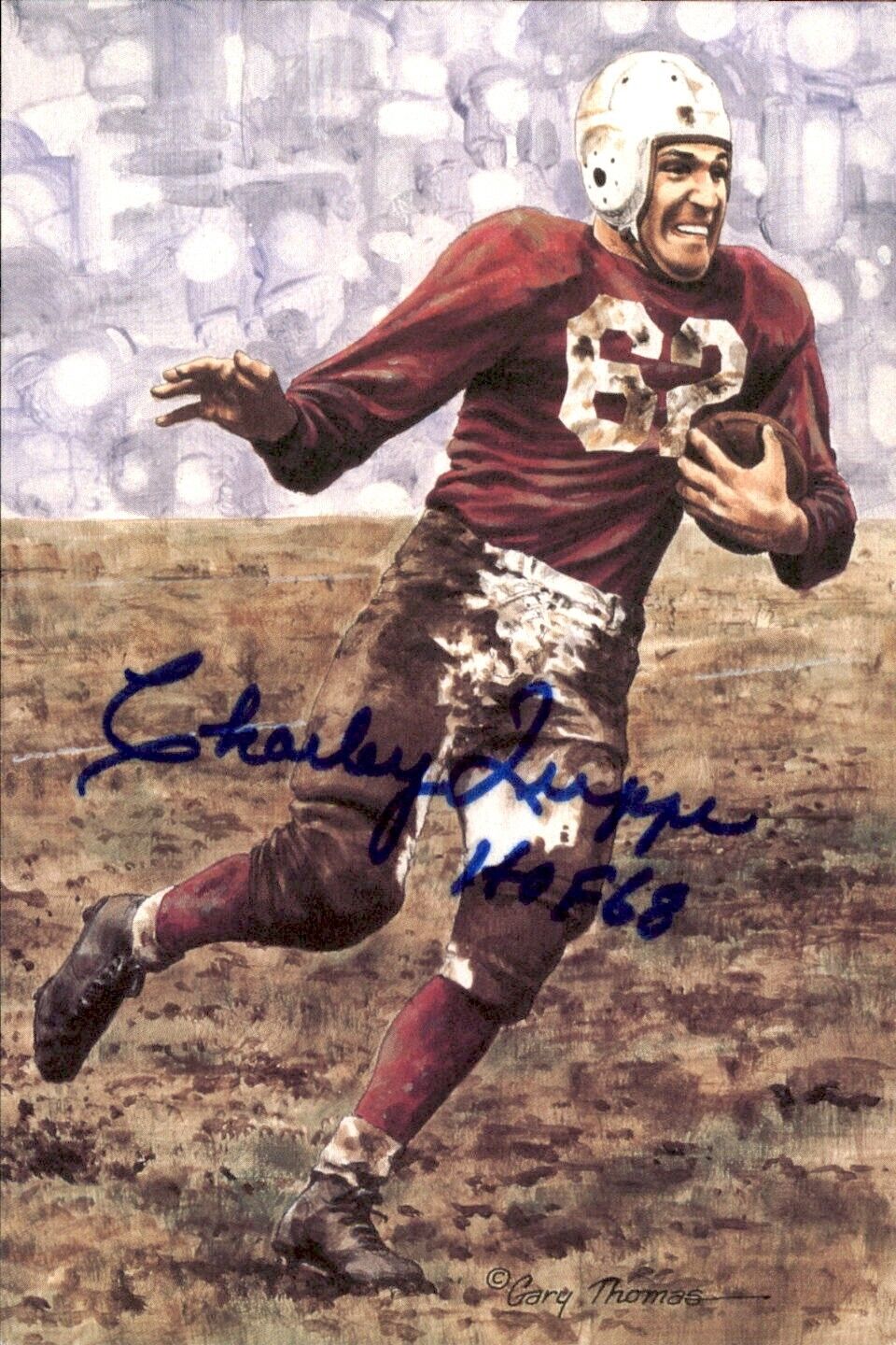 Charley Trippi HOF Autographed Goal Line Art GLAC Postcard Chicago Cardinals JSA