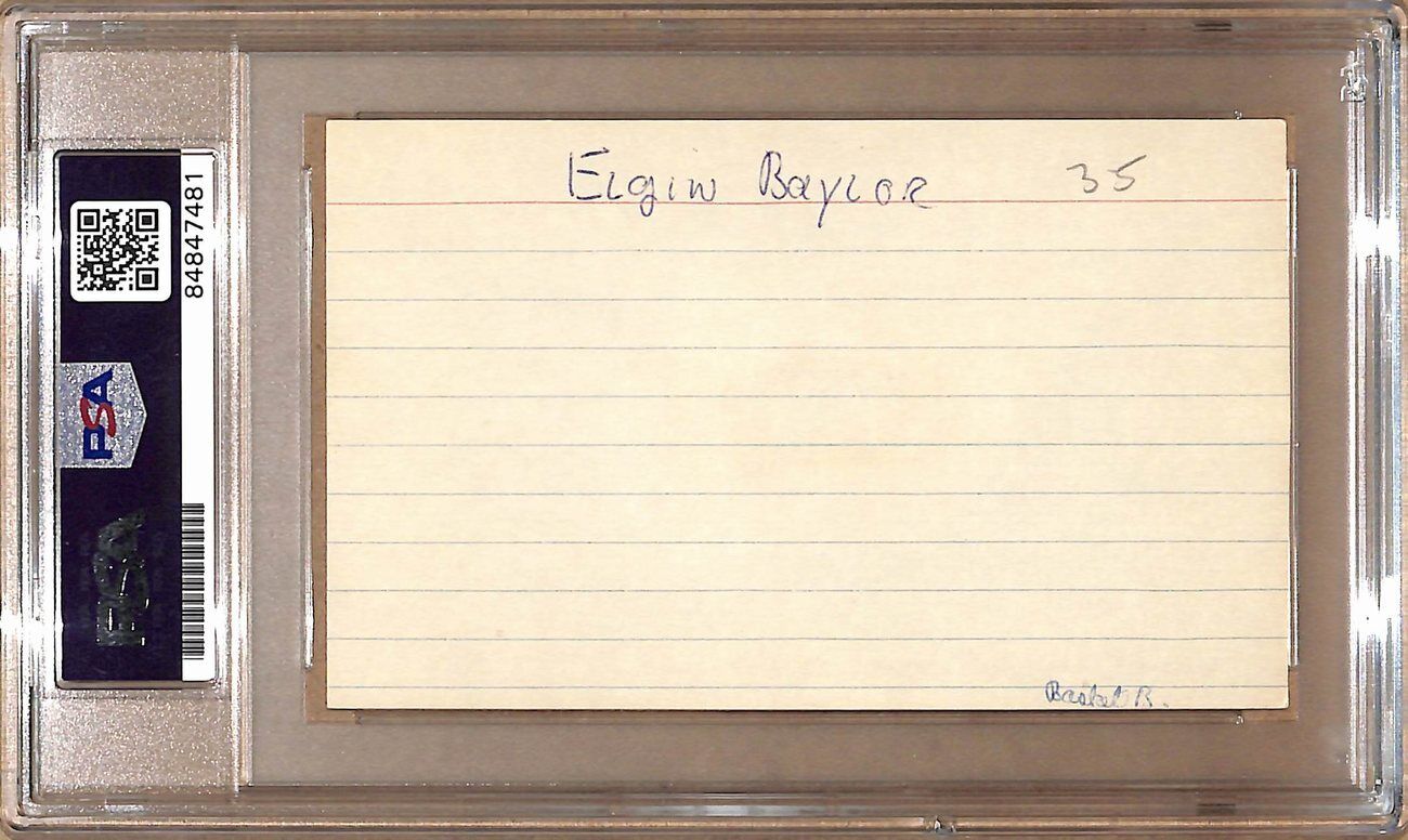 Elgin Baylor HOF Autographed 3x5 Index Card Los Angeles Lakers PSA/DNA 178815