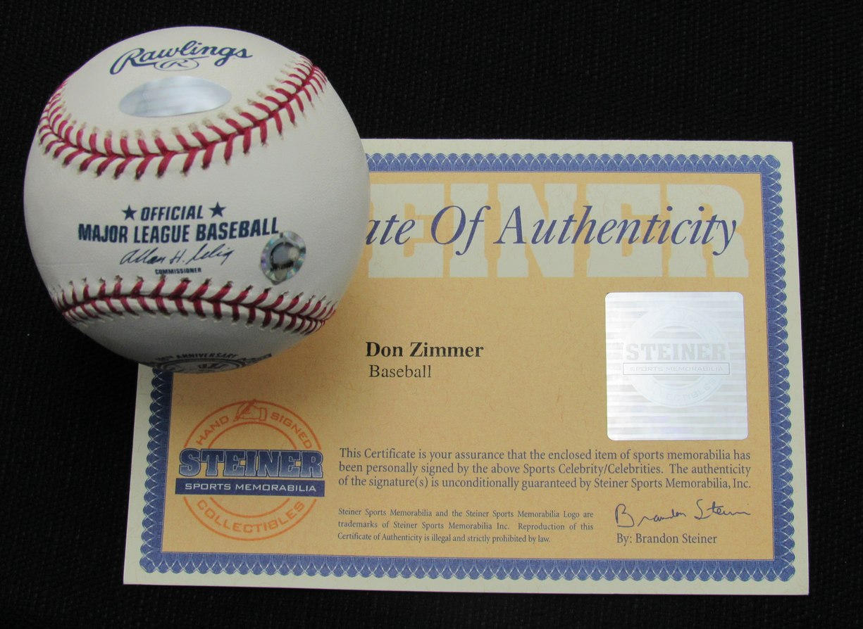 Don Zimmer Signed/Auto Yankees 100th OML Baseball STEINER Inscr 187124