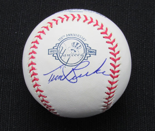 Tim Burke Signed/Auto Yankees 100th OML Baseball JSA 186733