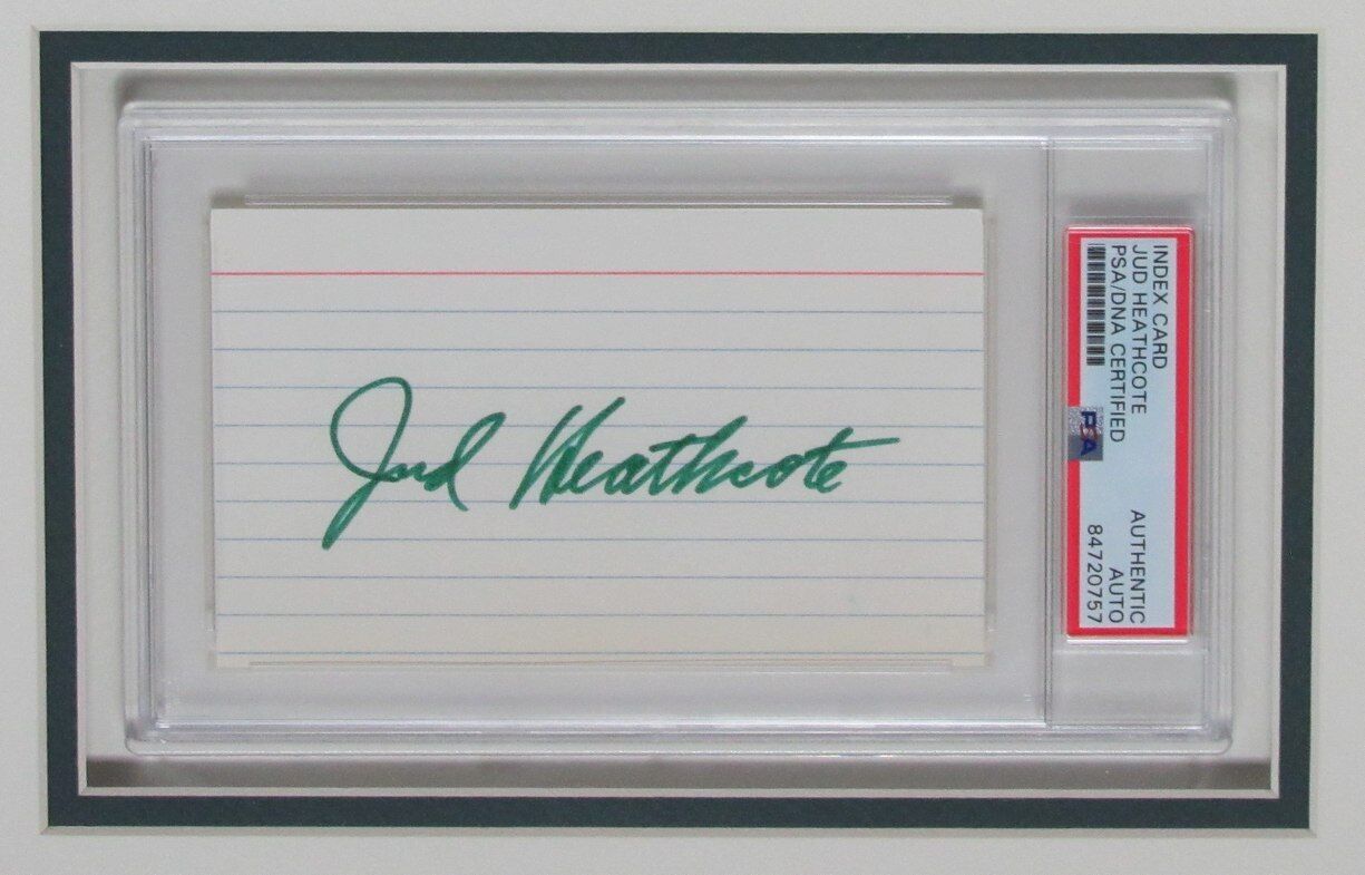 Jud Heathcote Autographed 3x5 Index Card w/ Photo Michigan State Framed PSA/DNA