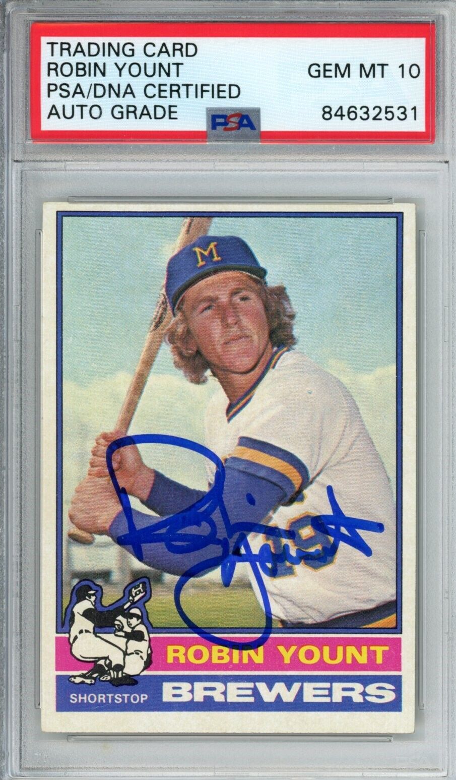 1976 Topps Robin Yount HOF #316 Card Signed Brewers PSA/DNA GEM MINT 10