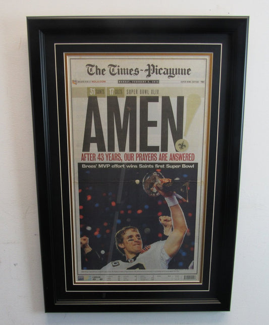 The Times Picayune Newspaper Saints Super Bowl XLIV Champs Framed 136614